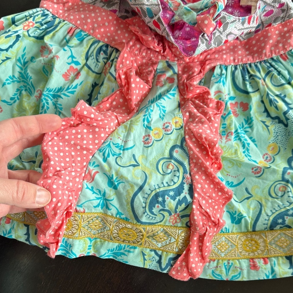 Matilda Jane Coral Pink & Aqua Floral Sundress Top - Picture 6 of 7